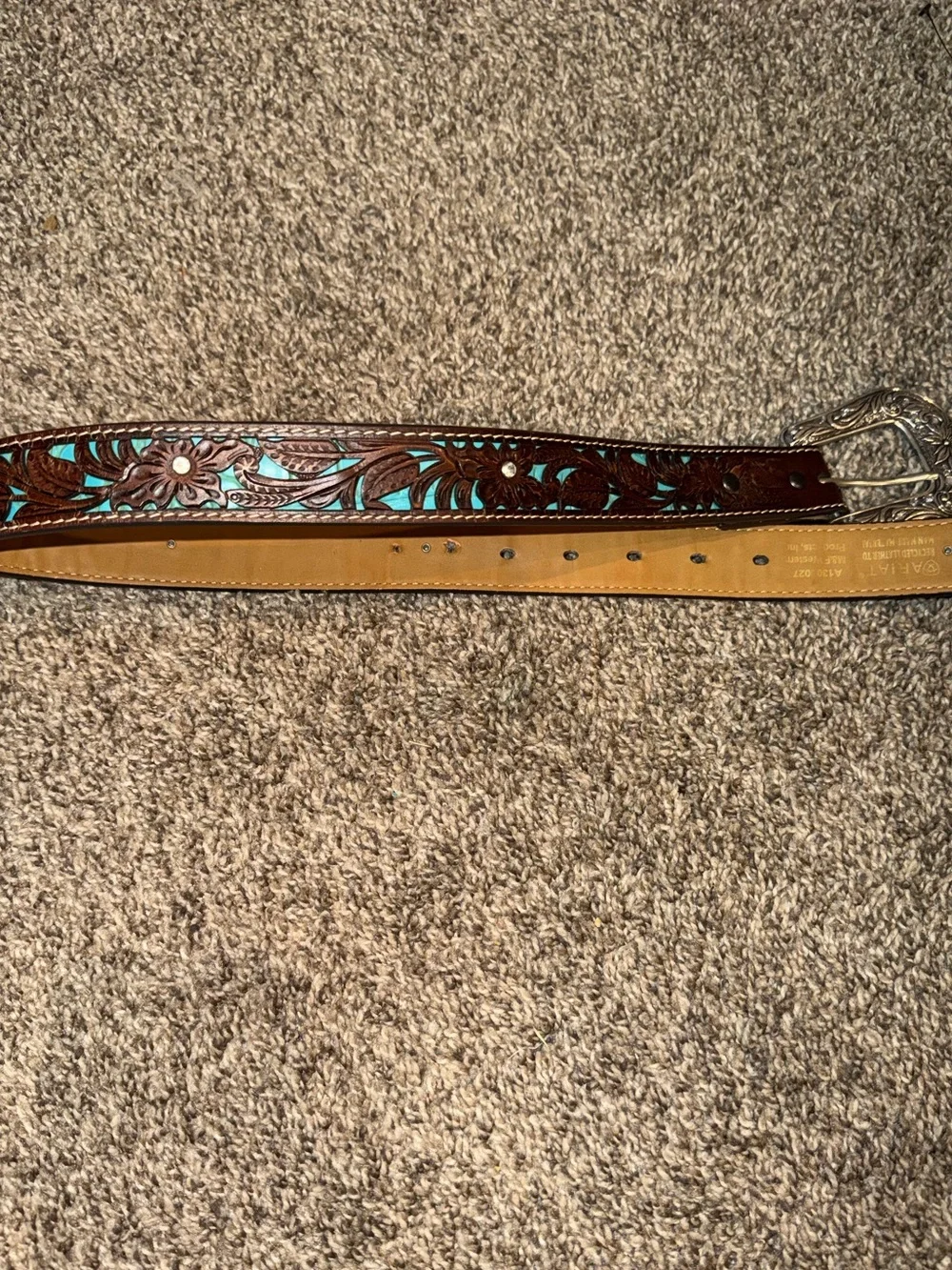 ARIAT GIRLS' TOOLED RHINESTONES OVERLAY BELT Size 27